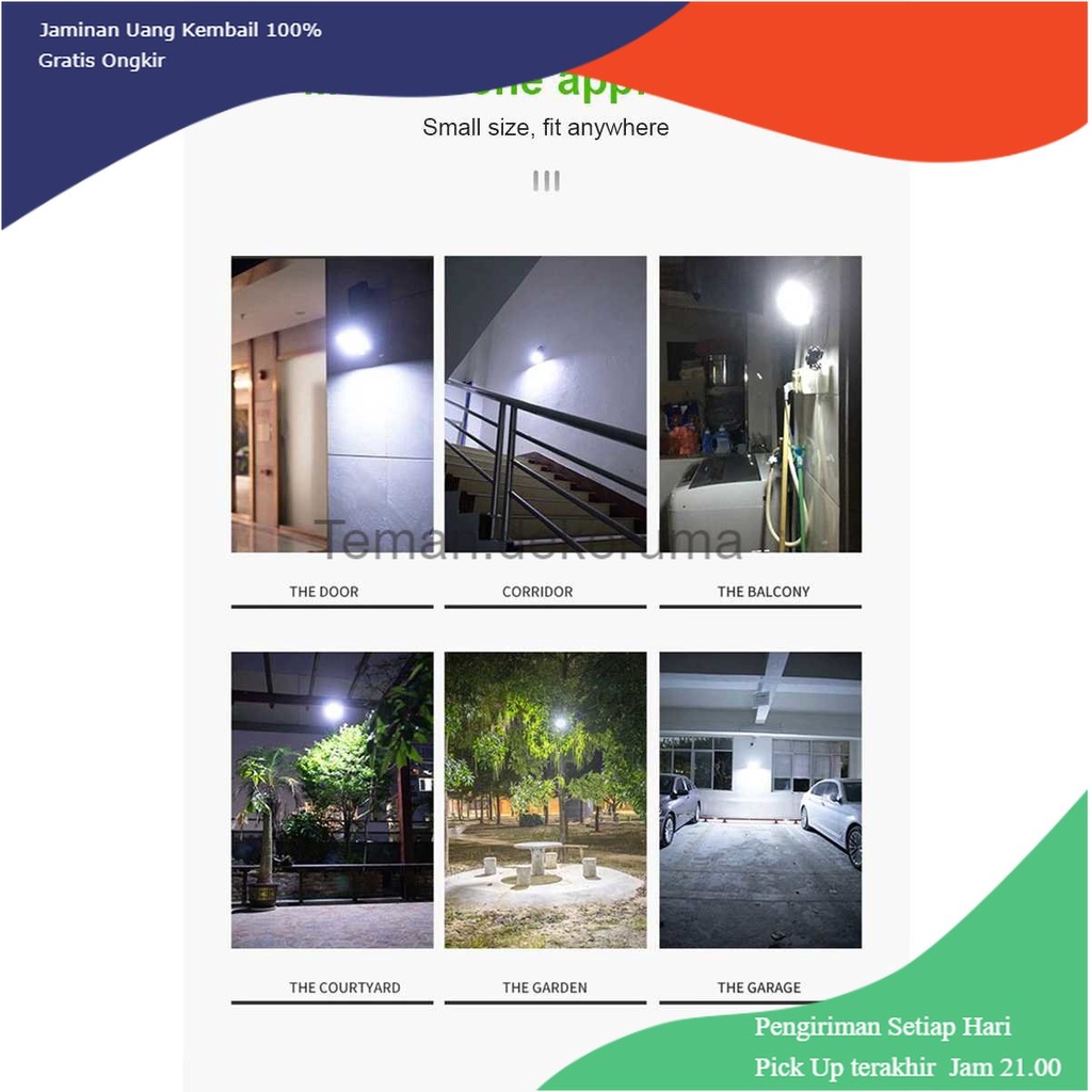 TD - LMP OOBEST Lampu Dinding Solar Double Sensor Three Head 122 LED Cool White - JD-2757A