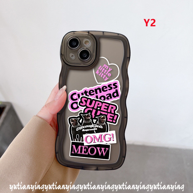 Xiaomi Redmi Note11 10 8 9 10s 11s 11Pro 9s 10Pro Max Redmi 10 9T 10C 9 A1 9A A1+10A 9C NFC Mi 11T Pro POCO X3 NFC Pro M3 Wavy Edge Trendy Brand Sticker Label Kucing Keren Sarung Soft Case