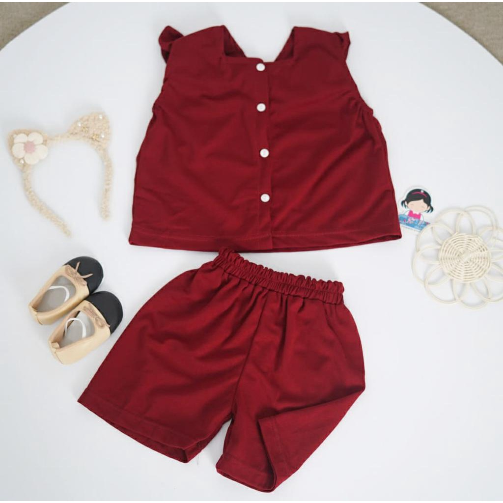 BEFAST - ZFS SETELAN ANAK WANITA LISA / LOPI KID ONE SET / KIDS ONESET TERBARU / Pakaian Santai Anak / Set Atasan Lengan pendek+Celana Pendek / Outfit Anak Perempuan Casual / Fashion Anak Perempuan / Setelan Polos Anak / OOTD Anak Perempuan Jalan-jalan