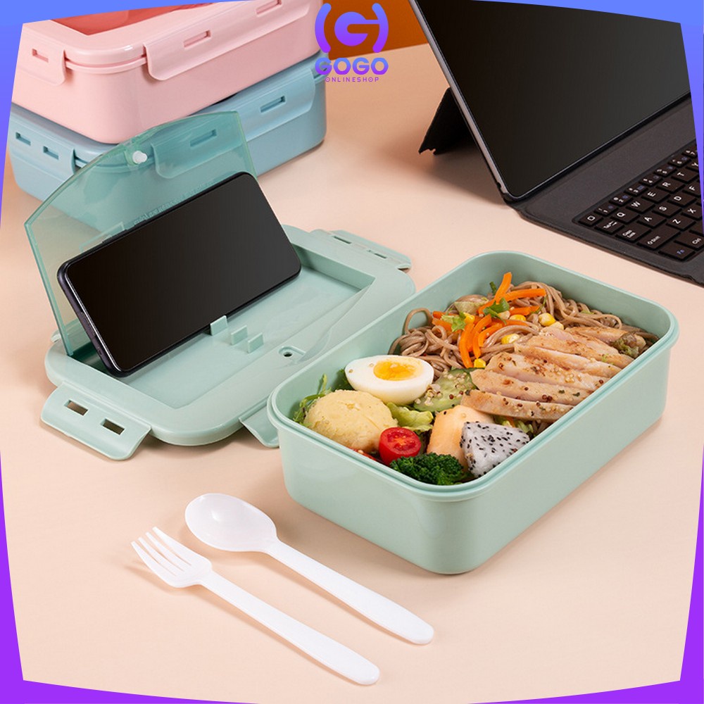 GOGO-C450 Lunch Box Set Tempat Makan Dengan Sendok Food Grade / Kotak Bekal Makanan Bento Box Portable