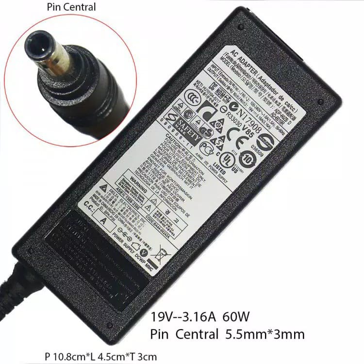 Adapter Laptop Samsung AD-6019 Q35 Q70 X15 X05 X30 P30 Charger Samsung 19V 3.16A 60W