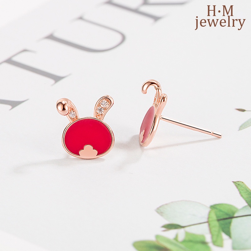 Bunny Temperature-Sensitif Warna-Berubah Telinga Giwang Bermutu Tinggi2023Tahun Baru Anting Merah Hadiah