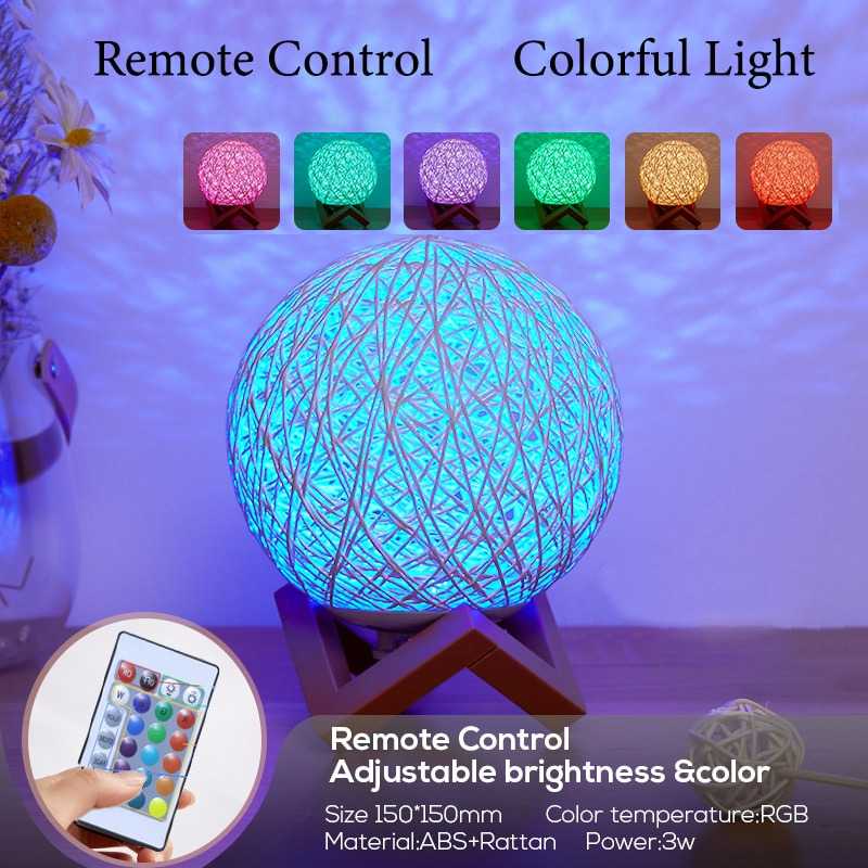 (BISA COD) FTIHSHP Ahomeone Lampu Tidur Bola USB 3D Night Light Lamp RGB 15cm with Remote - OU13