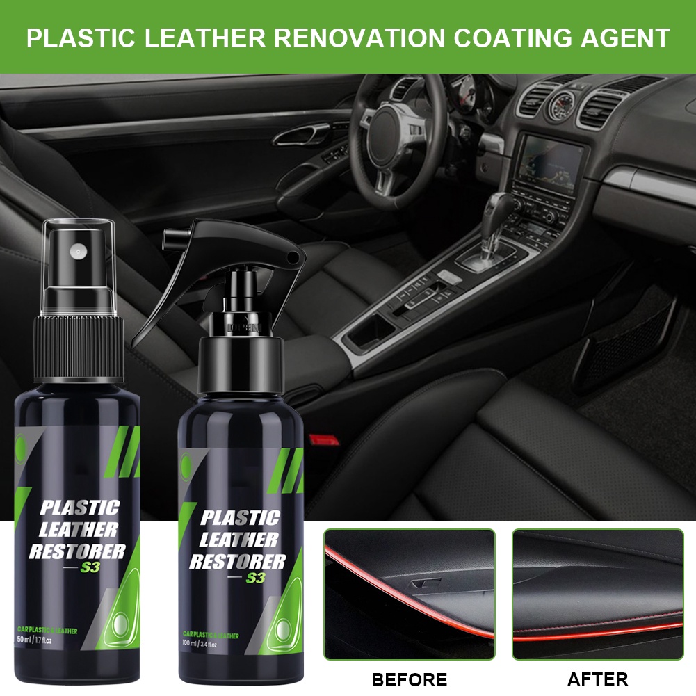 ღ Interior Mobil Perbaikan Agen Kursi Kulit Lilin Cair Plastik Pemulih Cleaner Spray Dekontaminasi Dalam Degreasing Auto Aksesori Cuci