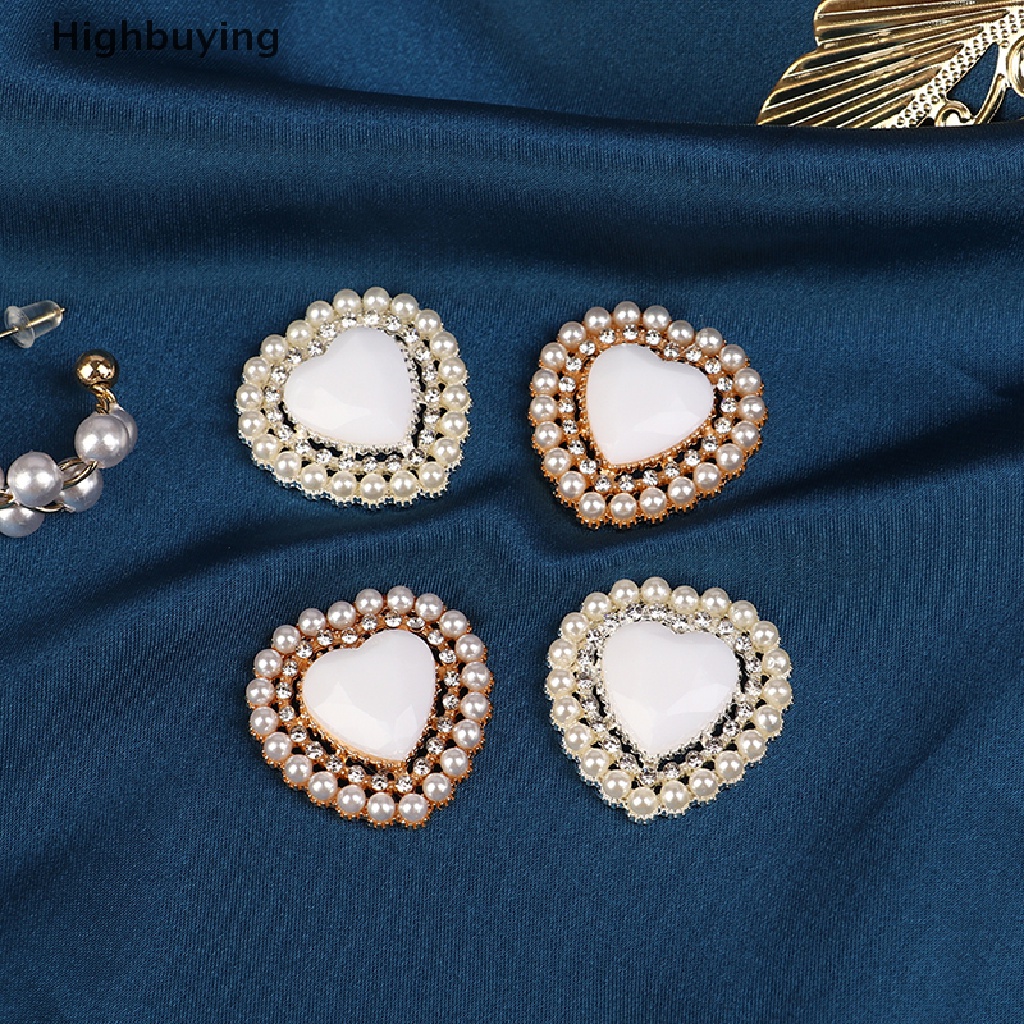 Hbid 10Pcs Bentuk Hati Mutiara Alloy Berlian Imitasi Flat Bottom Snap Decoration DIY Dress Dekorasi Aksesoris Glory