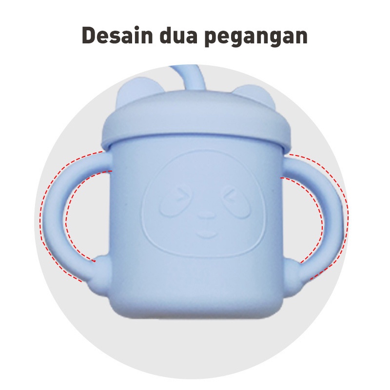 Gelas Minum Bayi Plus Sedotan Gelas Silicone Gelas Silikon BPA Free training cup free 2 sedotan