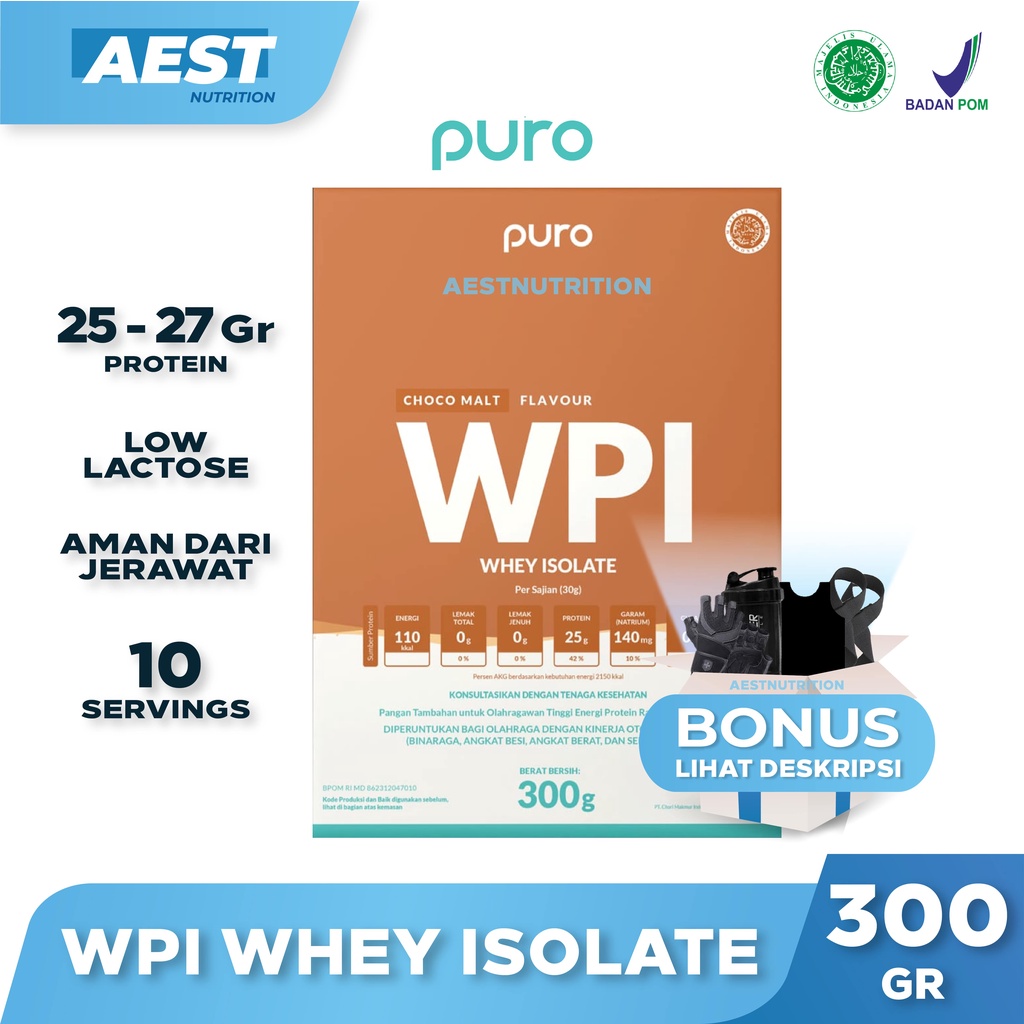 Puro WPI Whey Protein Isolate 300 gram Susu Protein Isolate