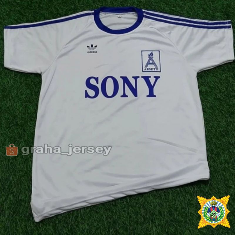 Jersey Arseto Solo SONY 1987 Away Putih Galatama Retro Bordir Lokal