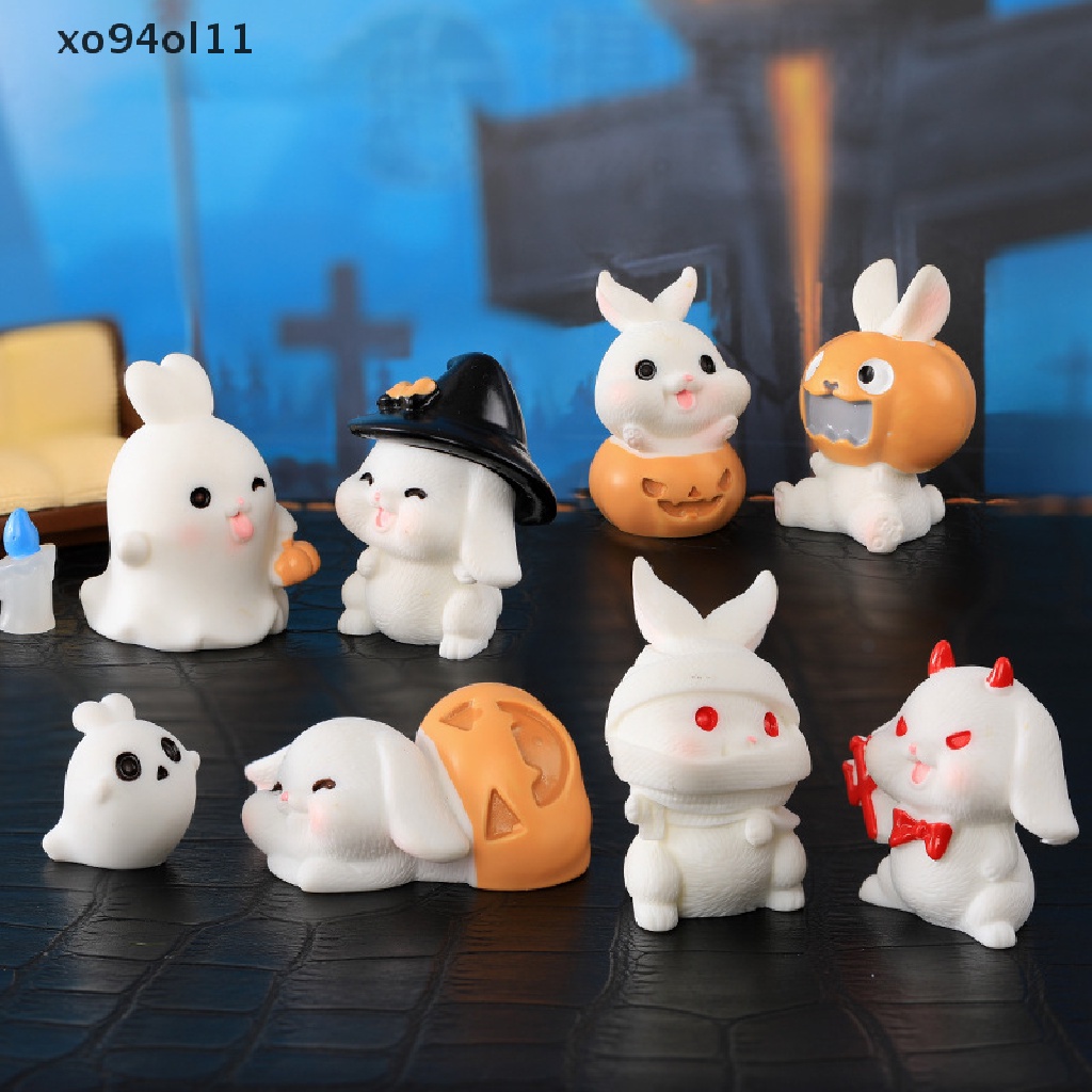 Xo 2023hadiah Tahun Baru Patung Miniatur Halloween Kelinci Mikro Lanskap Ornamen Dekorasi Indah Patung Kelinci Mini Peri Ornamen Taman Hewan Dekorasi Meja OL