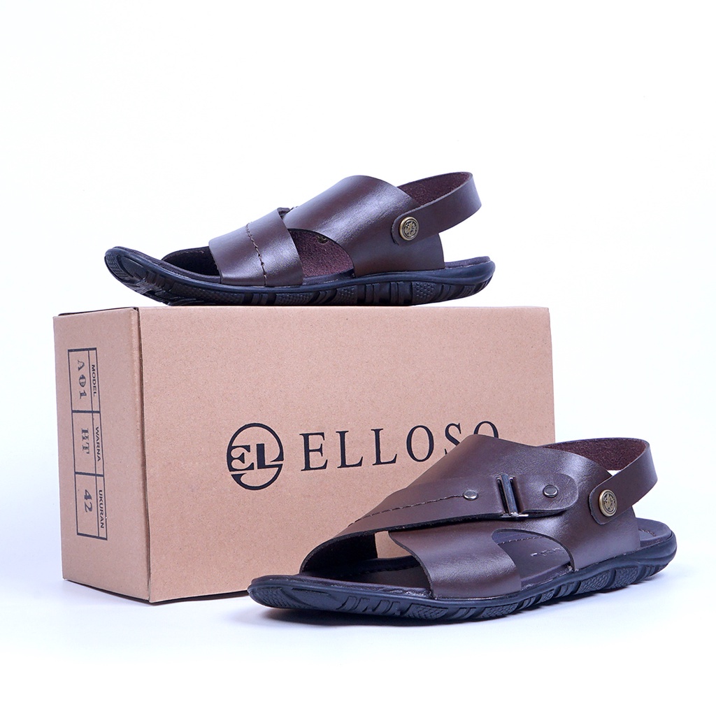 Sandal Kulit Sendal Slop Keren Kekinian Casual Original Kulit Pu  Model Terbaru ESD02 Produk Premium Cod BISA COD