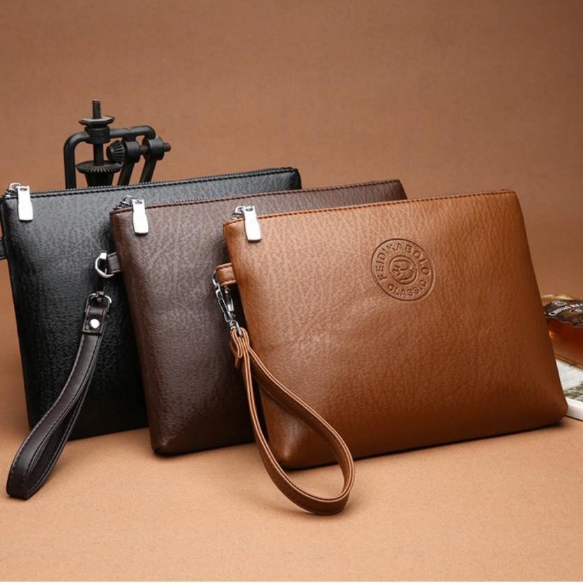 ☜ Tas Tangan Pria Cokelat Cewek Hand Bag Jinjing Branded Y9D5 Dompet Elegan Original Import Hitam Hi