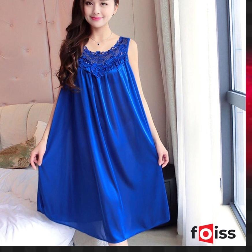 HARGA GROSIR ✅𝐅𝐎𝐈𝐒𝐒® Daster Satin Pakain Tidur Wanita Brokat Korea Terkini Motif Bunga Lace Import 1