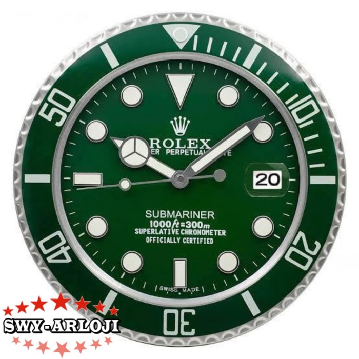 Terlaris Jam Dinding Rolex Submariner Hulk Green Dial Clone 1:1 Mewah
