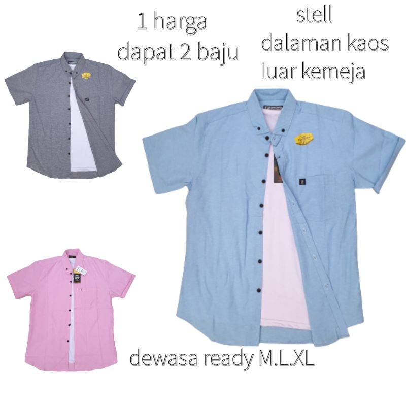 promo 1 harga dapat 2 baju kaos oblong dan baju kemeja M.L.XL.dewasa