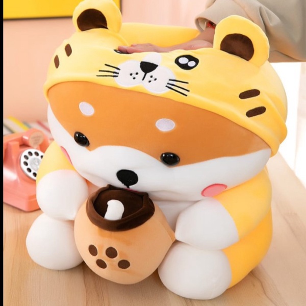 

Unik Boneka shiba pegang bubble tea custom animal bahan plush - 35cm tiger Murah