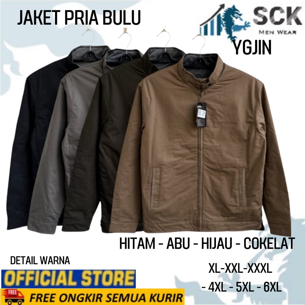 Jaket Pria YGJIN Krah Shanghai Dalam Bulu ukuran XL-6XL (JUMBO) / Jaket Bapak Bulu -sckmenwear GROSIR