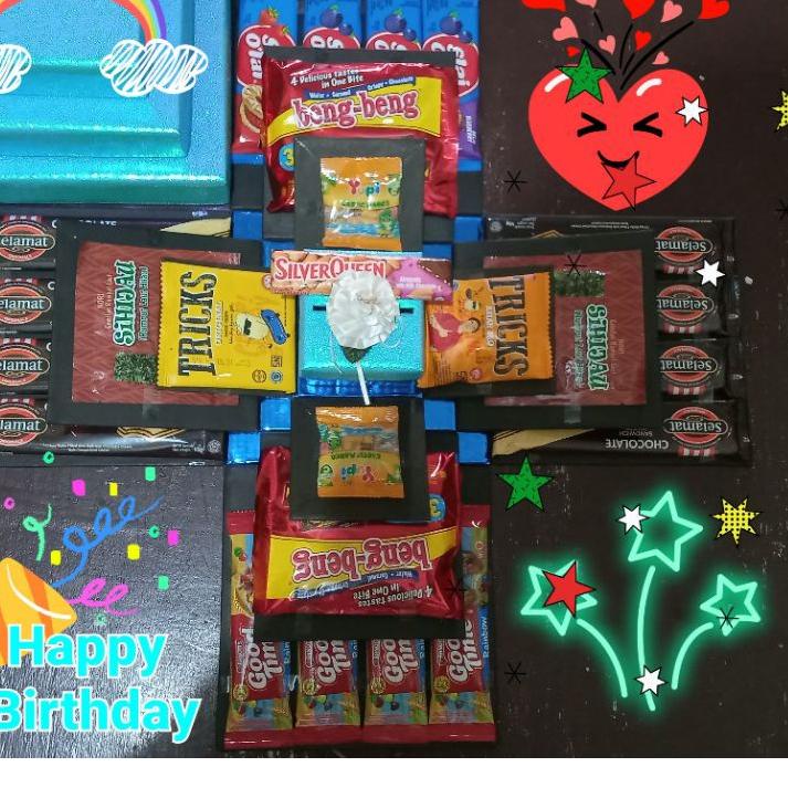 

♫ EXPLOSION BOX / snack box / kotak kejutan 3 layer kecil (20,15,10cm) + pullout ➴