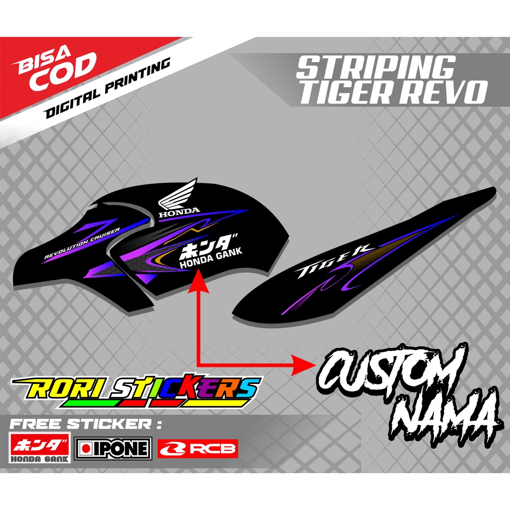 STRIPING VARIASI TIGER REVO / STICKER LIST VARIASI TIGER REVO CUSTOM NAMA