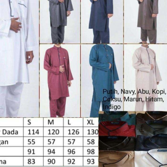 ✸ Al Khoir Set muslim gamis celana pria katun premium type madina ♢