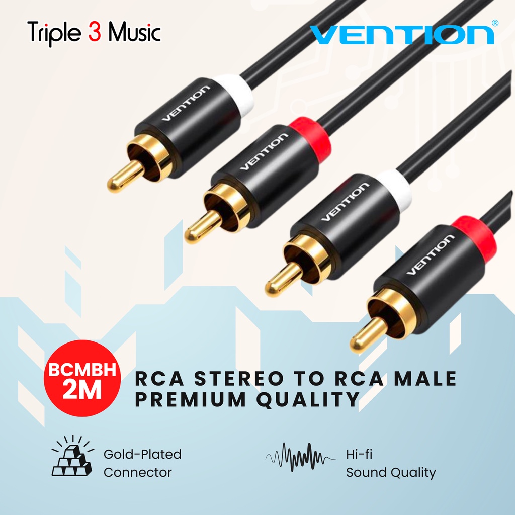 Vention BCM Black kabel RCA Stereo To RCA male Premium Quality