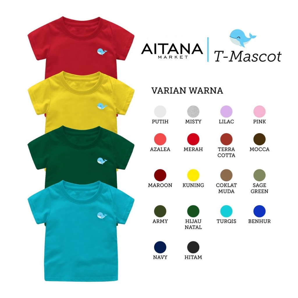 Aitana Kaos Polos Bayi Anak TMascot Nafwhal Series Bahan Cotton Combed Premium Soft 30S