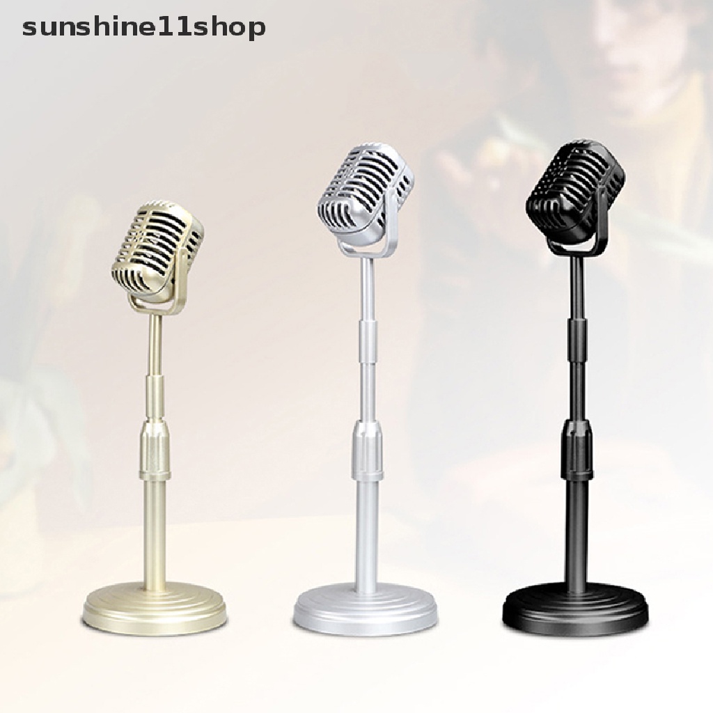 Sho Simulasi Klasik Retro Dynamic Vokal Microphone Gaya Vintage Mic Universal Stand Untuk Performan Live Karaoke Studio Rekam N