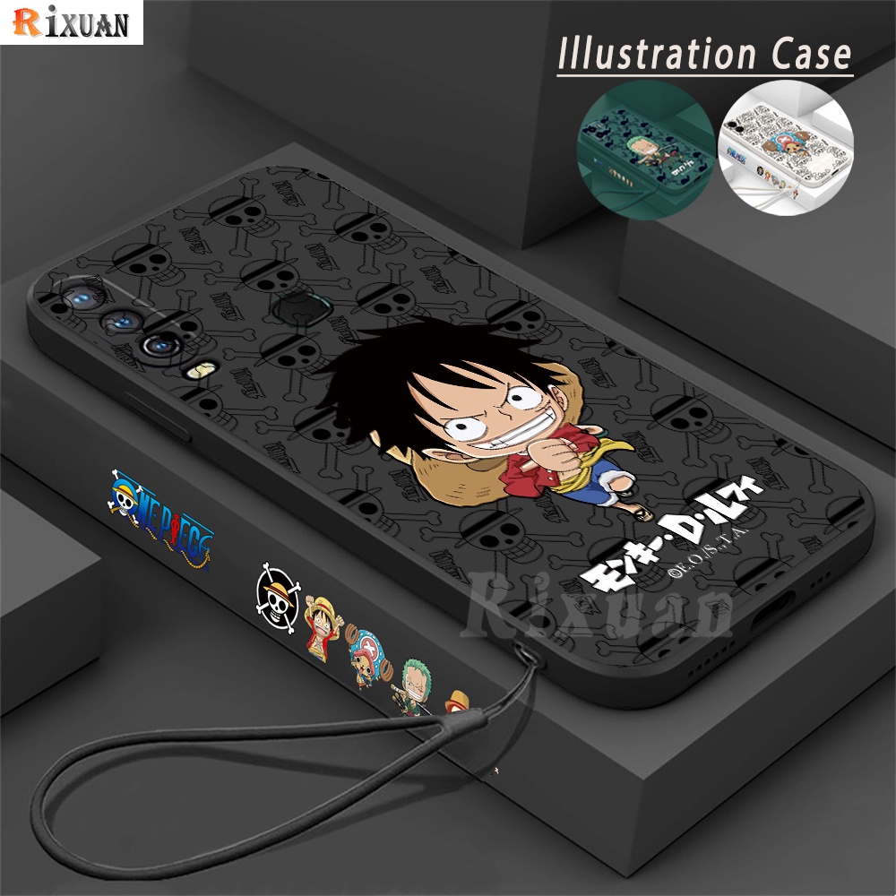 Huawei Y6P Y7A Y6 Pro Y7 Pro 2019 Y9S P30 Lite Nova 7i Nova 5T Nova 3i Fashion Sea King Luffy Zoro Chopper Karakter Soft TPU Case Dengan Tali RIXUAN