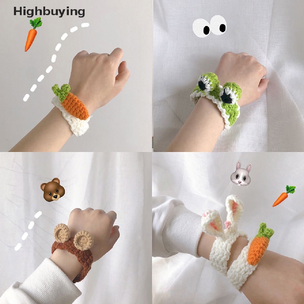 Hbid Lucu Wol Buatan Tangan Hewan Gelang Knitg Crochet Telinga Kelinci Wortel Katak Gelang Fashion Perhiasan Untuk Siswa Menenun Tangan Tali Glory