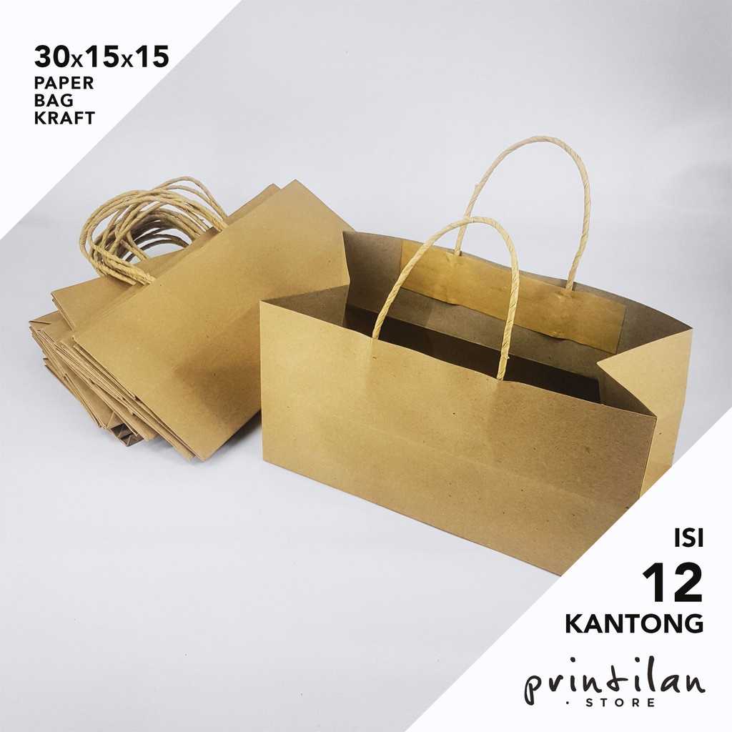 

[30x15x15 cm] PAPER BAG / TAS KERTAS COKLAT KRAFT POLOS / SHOPPING BAG