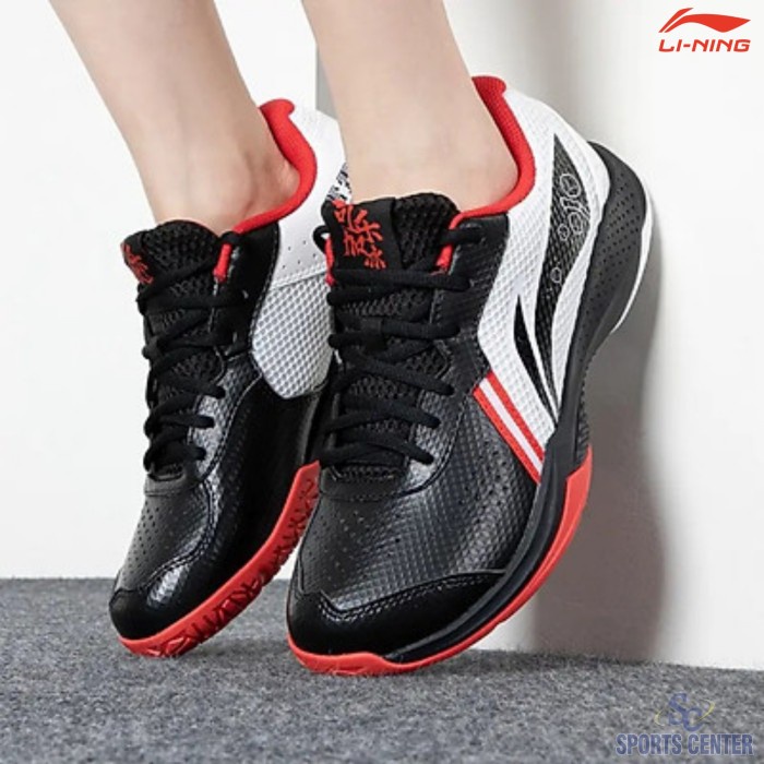 {MentariStore} New Sepatu Badminton Lining Lie Ting Lite AYTS020 Black / White - 6.5 Berkualitas