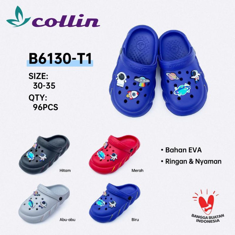 Sepatu Sandal Baim Clog Fuji Anak Laki Laki Motif Astronot Lucu 6130