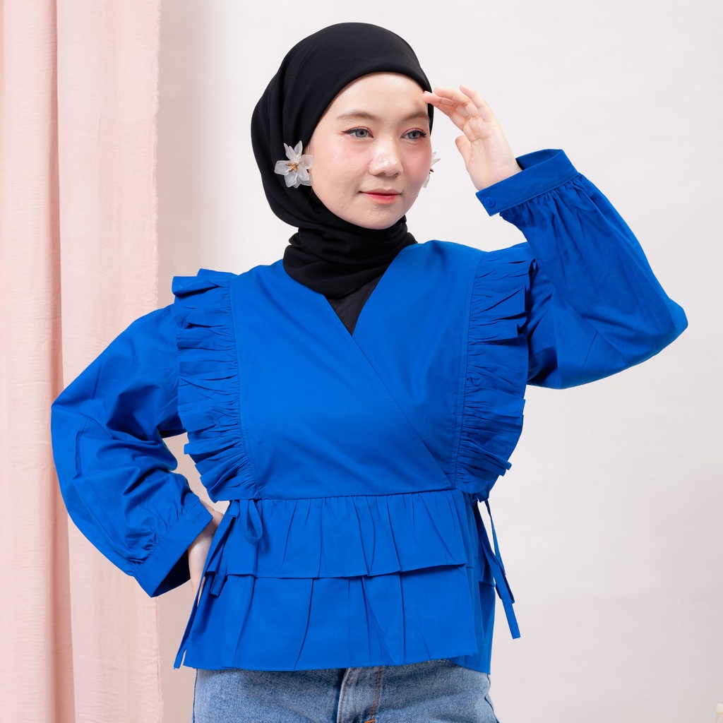 BEFAST - ZRX BLOUSE WANITA TISA / KIMI BLOUSE CRINCLE / Blouse Wanita Model Terbaru / Outfit Style Wanita Hijab Trendy / Fashion Kekinian Remaja ABG / Pakaian Wanita Kerja Terbaru / OOTD Wanita Modis / Blouse Lengan Panjang Polos Formal