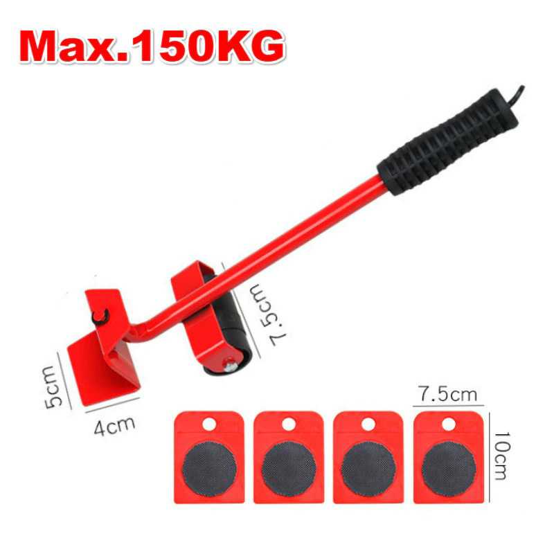 Alat Angkut furniture untuk geser angkat lemari atau meja berat dengan roda mudah praktis dan efisien mudah menyapu kotoran dibawah lemari berat Furniture Lifter Heavy Furniture Moving Lifting System Tool Set with 4 Sliders Roller Move Tools for Bulky Loa