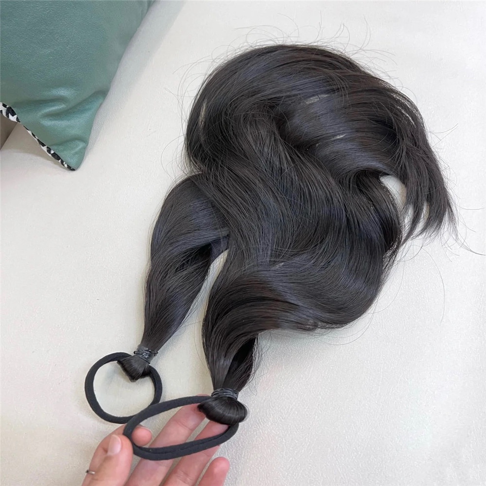 1pasang Wanita Manis Ekor Kuda Panjang Keriting Wig y2k Alami Berbulu Simulasi Wig Piece