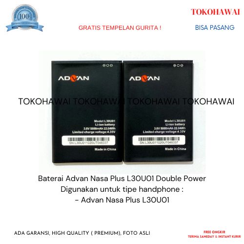 Baterai Advan Nasa Plus L30U01 Double Power Original Batre Batrai HP