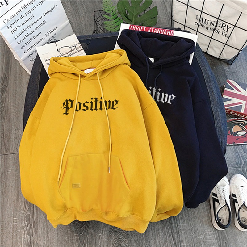 Parisdivarious Sweater Hoodie Jemper Positive Bahan Fleece Size S - XXL (Pria &amp; Wanita)