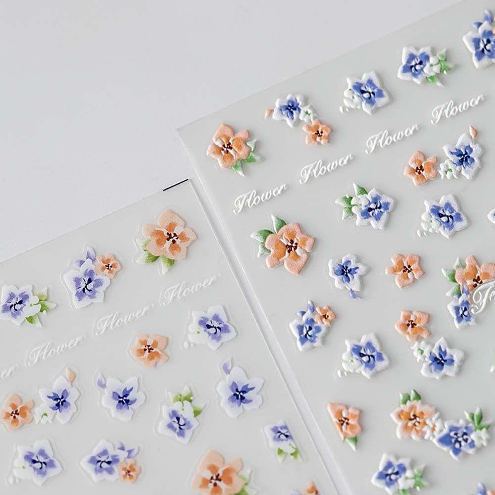 Bunga Agustina Stiker Kuku Wanita Anggrek Daun Awan Hiasan Nail Art