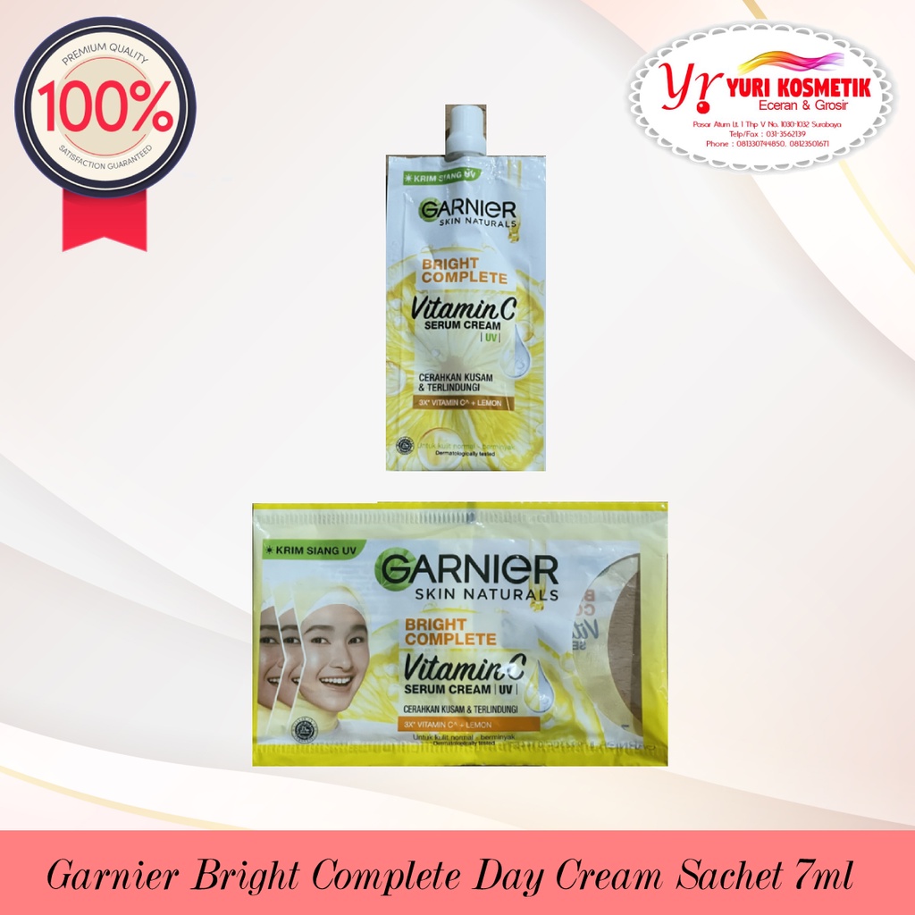 ☘️Yuri Kosmetik☘️ Garnier Bright Complete Day Cream UV Sachet 7ml / Krim Muka