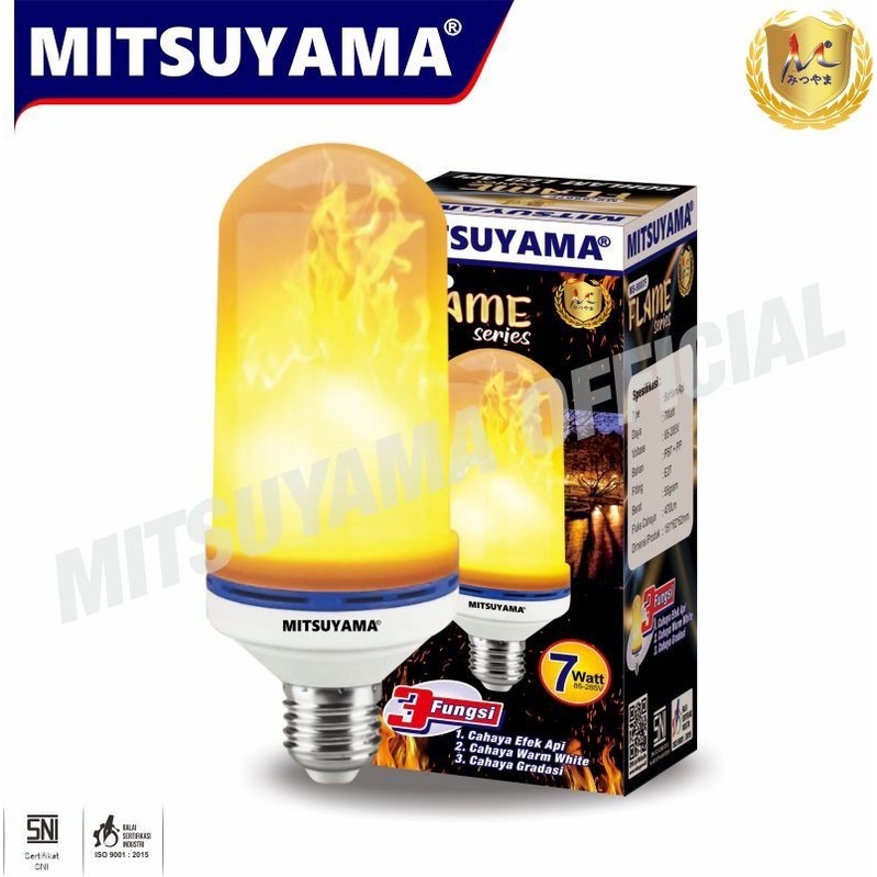 Barangunik2021 -Bohlam Lampu LED 7 Watt Cahaya Api Kuning Mitsuyama MS-9807F Flame