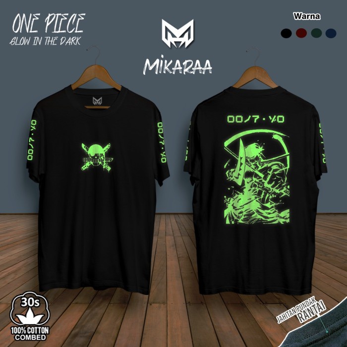 Kaos Baju Anime One Piece Roronoa Zoro Glow In The Dark - S
