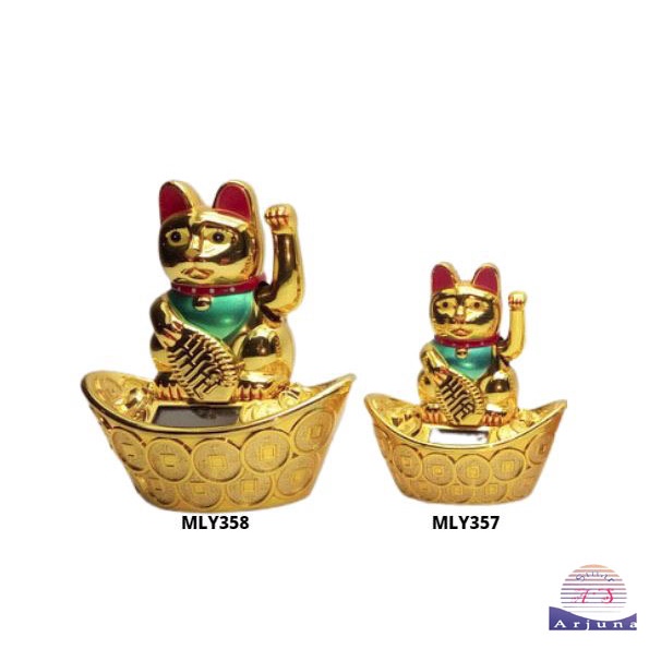 PAJANGAN solar lucky cat /kucing rejeki /kucing hoki/yuan bao 5inch 13.5cm