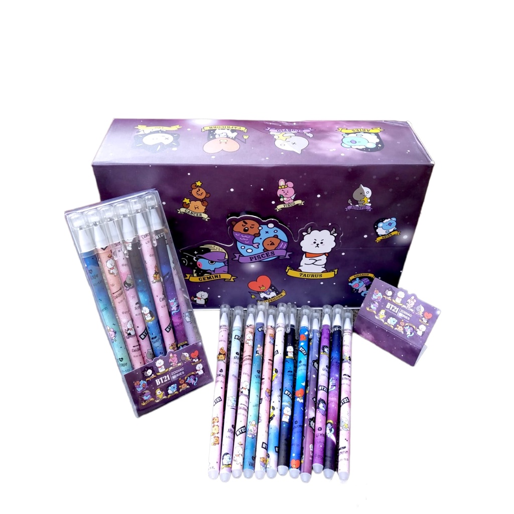 

Pena-pulpen Karakter BT 21 ZODIAC bisa di hapus Erasable pen BT21 MIX