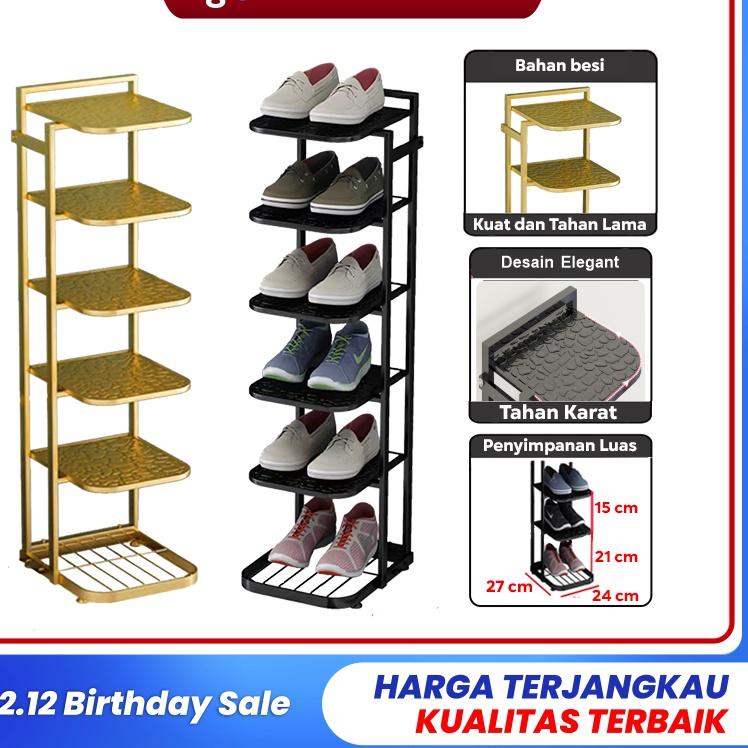 ♝ Goland Rak Sepatu Rak Serbaguna 6 Tingkat Besi ○