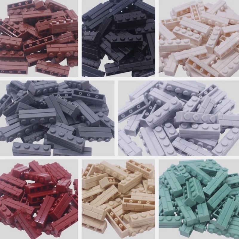 100g50+/ PCS Dinding Bata Partikel Blok Bangunan Aksesoris Castle Building Block Mainan Hadiah 1x4 Dinding Bata Tembok Pagar