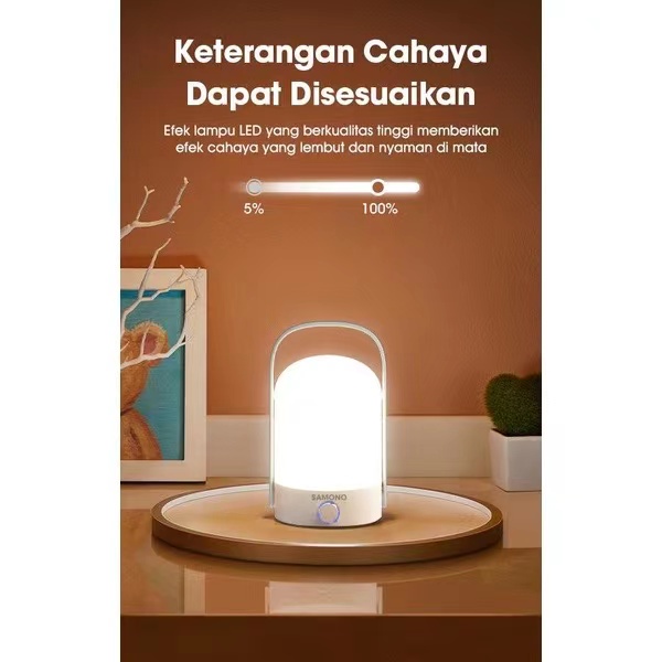 SAMONO SW-RLW08 Lampu Gantung Portabel Terang 360° Lampu Senter Tahan 50 Jam Chargeable Putih