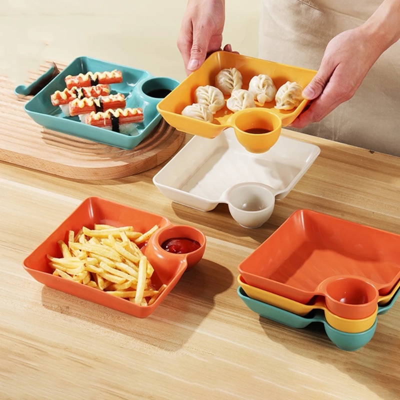 Japanese Dumpling Sushi Dipping Dish/Wadah Makanan Penutup Snack Tray Bahan PP