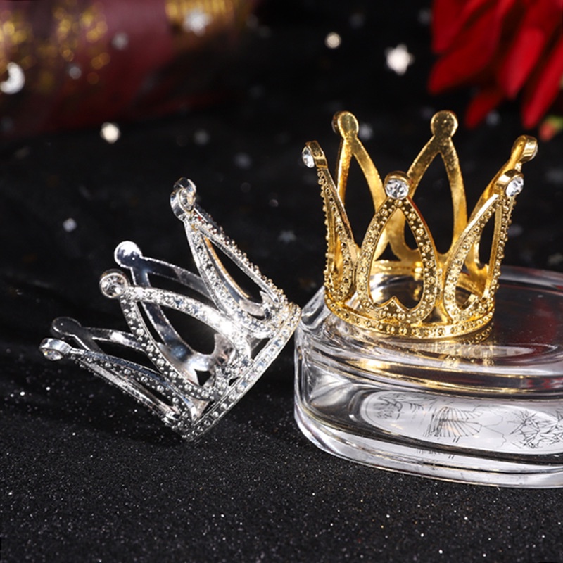 Mahkota Mini Ornamen Kue Makanan Penutup Halus Top Dekorasi Ulang Tahun Pernikahan Pesta Dekorasi Perlengkapan Shiny Zircon Crown Headwear