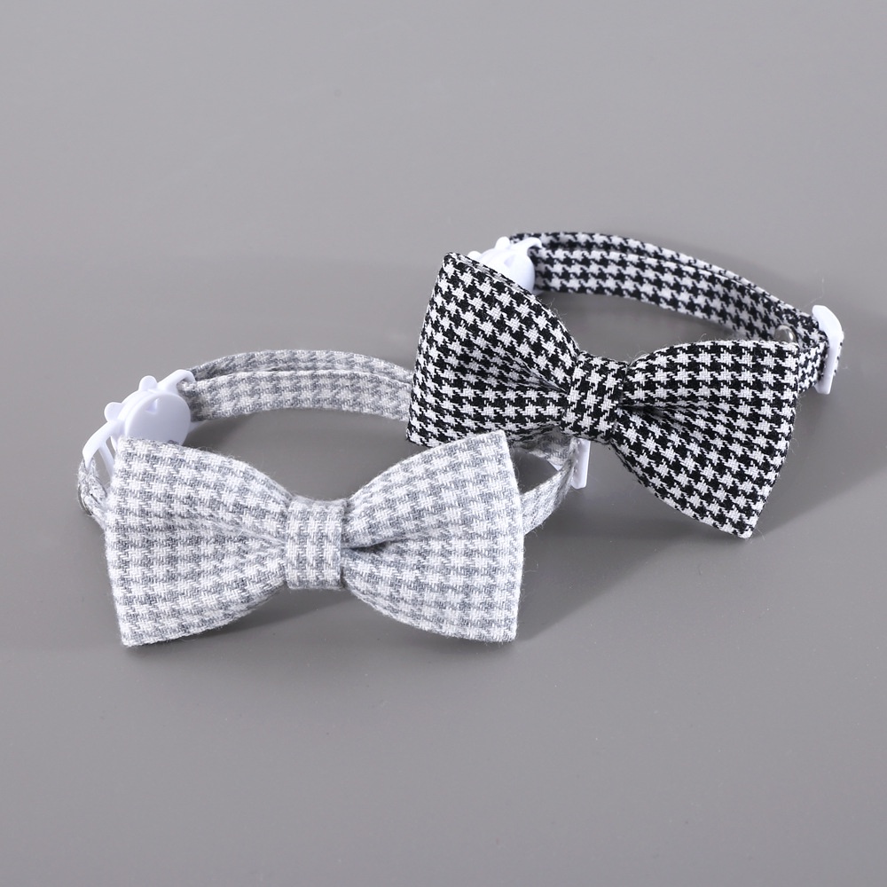 Dasi Kupu-Kupu Peliharaan Kerah Kucing Anjing Gaya Inggris gentleman houndstooth plaid bow tie anti-Sedak Kerah Yang Dapat Disesuaikan Aksesoris Pernikahan Hewan Peliharaan