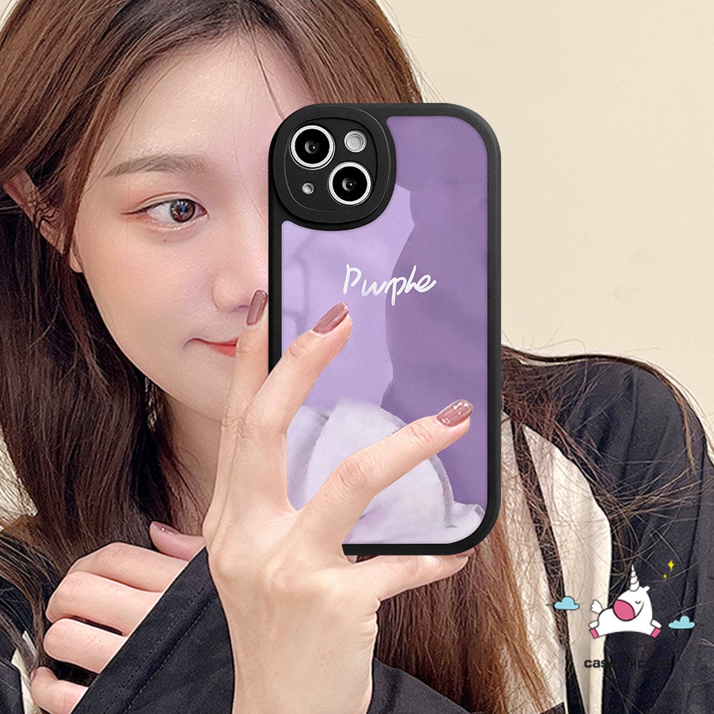 Untuk Realme C55 C53 10 Pro Plus C31 C35 C21Y C25Y C15 C30 C12 C11 C25s 5 9i 5i 7i 5 6i 6s 6 8i 8 Pro C21 C17 C2 C20A C3 C20 C17 Ins Ungu Cat Minyak Lukisan Cinta Soft Case Hati