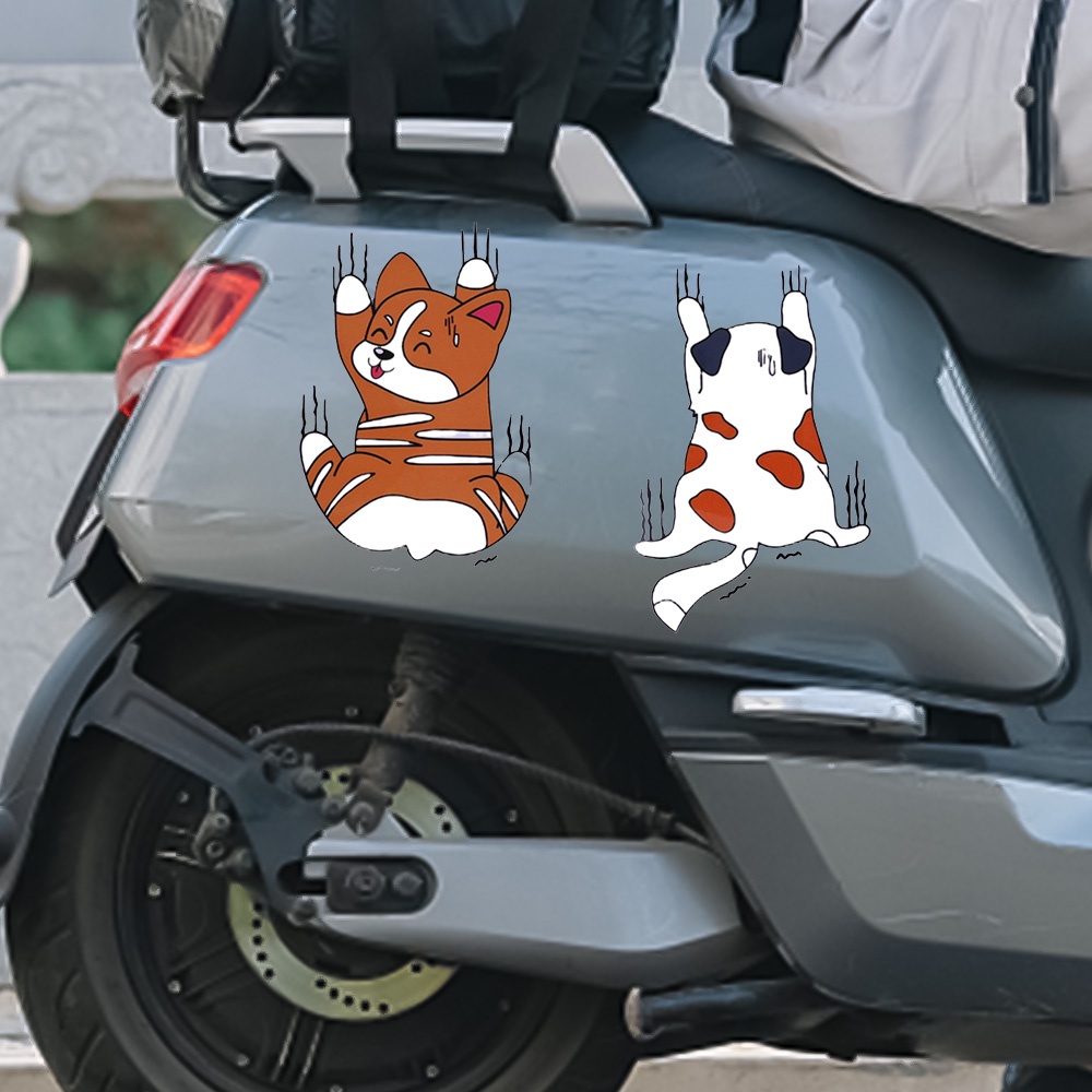 Kartun Anjing Peliharaan Dinding Mendaki Stiker Mobil Aksesoris Dekorasi Mobil PVC Tubuh Dekorasi Decal Tahan Air Stiker Kreatif Pribadi Perekat Diri Lucu DIY